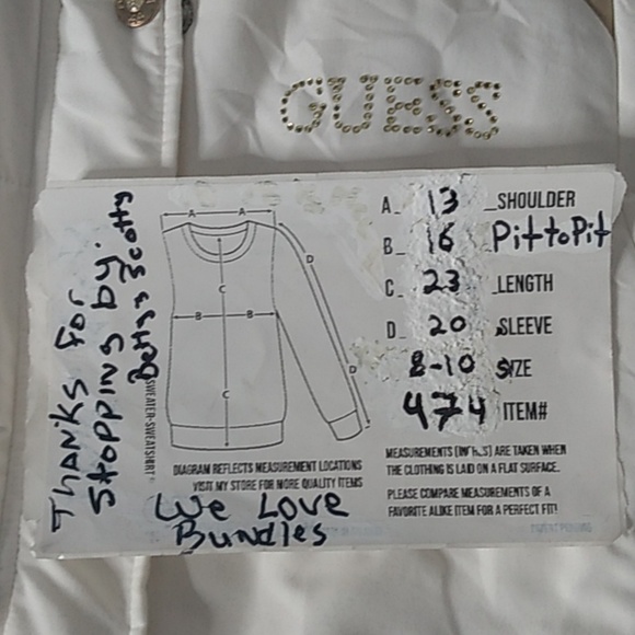 **GUESS**Girls Puffer Winter Coat With a Hoodie Size 8-10 White - Picture 14 of 14